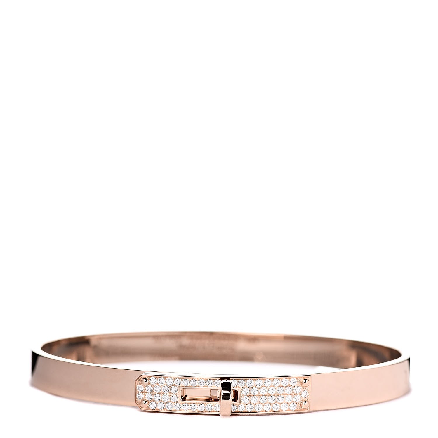 Hermes 18K Rose Gold Diamond PM Kelly Pave Bracelet SH 1 of 6