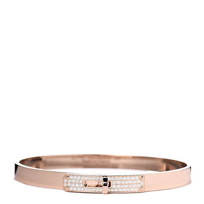 Hermes 18K Rose Gold Diamond PM Kelly Pave Bracelet SH 1 of 6