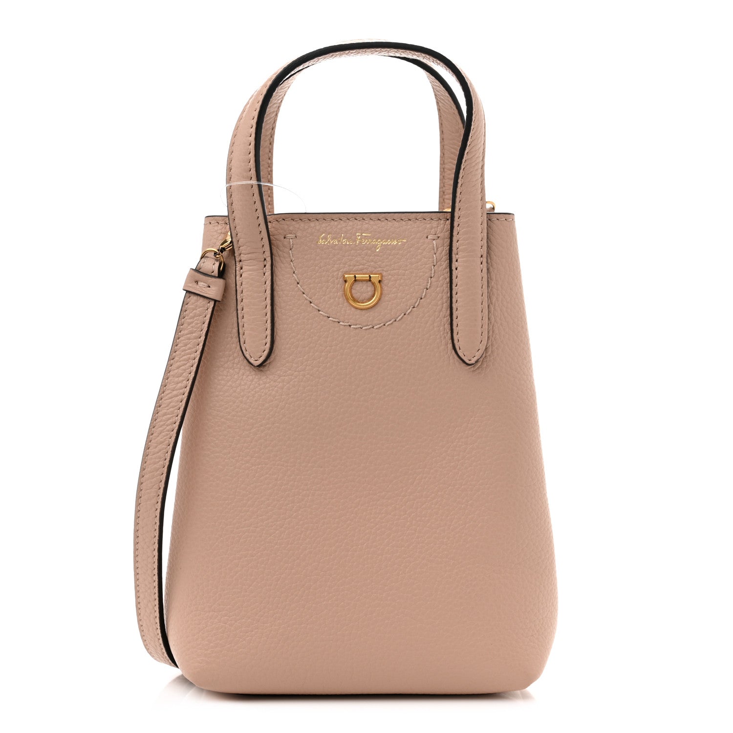 Salvatore Ferragamo Tumbled Calfskin Gancini Mini Bag Amaretti 1 of 8