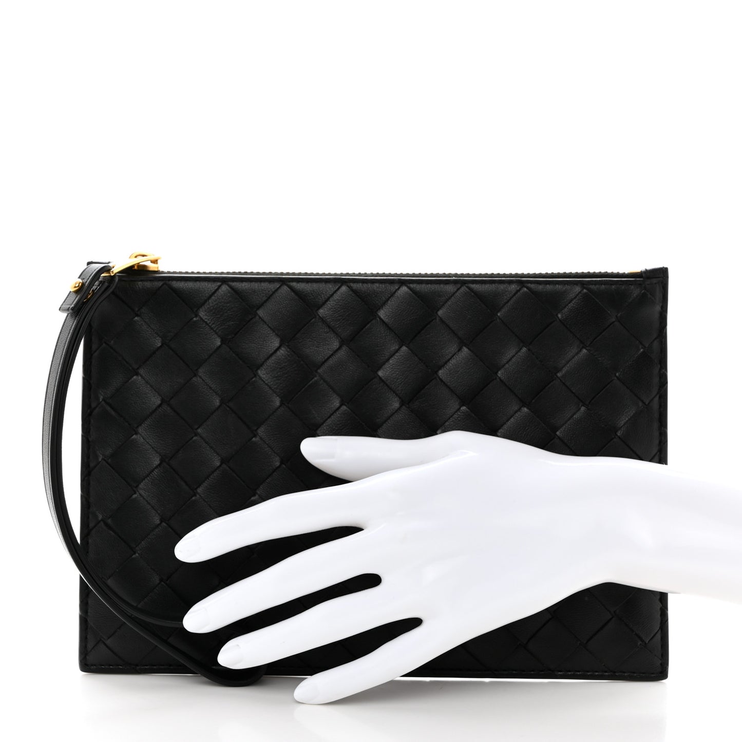 Nappa Intrecciato Wristlet Zip Wallet Black