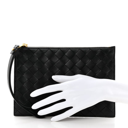 Bottega Veneta Nappa Intrecciato Wristlet Zip Wallet Black 2 of 7
