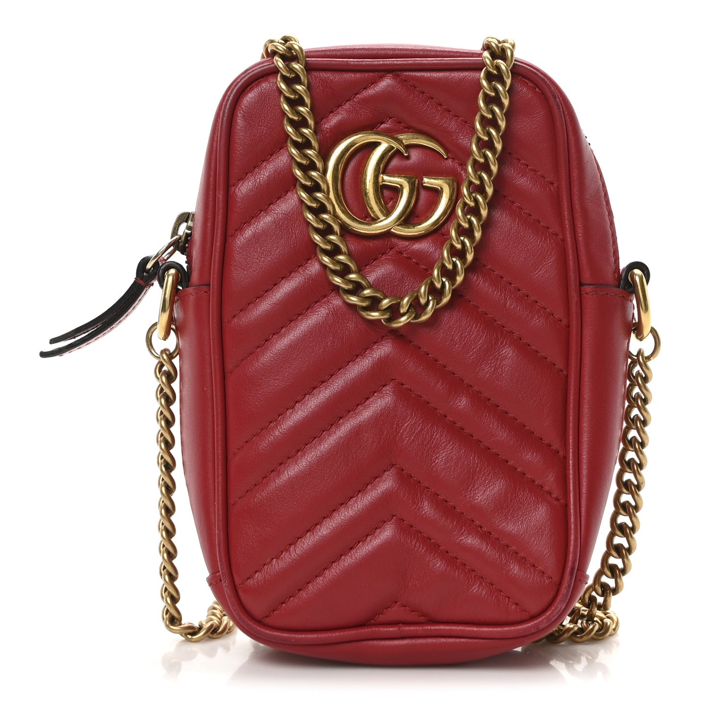 Calfskin Matelasse Mini GG Marmont Crossbody Bag Hibiscus Red