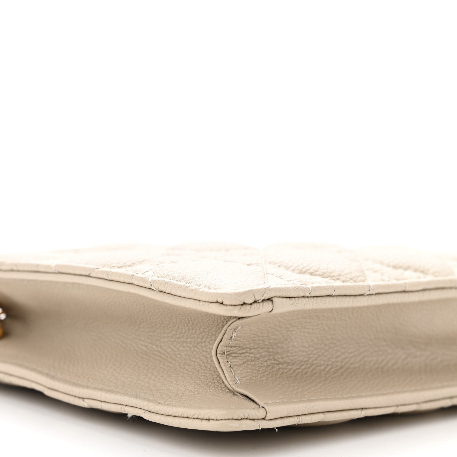 Christian Dior Calfskin Cannage Caro Zipped Pouch With Chain Light Beige 10 of 11