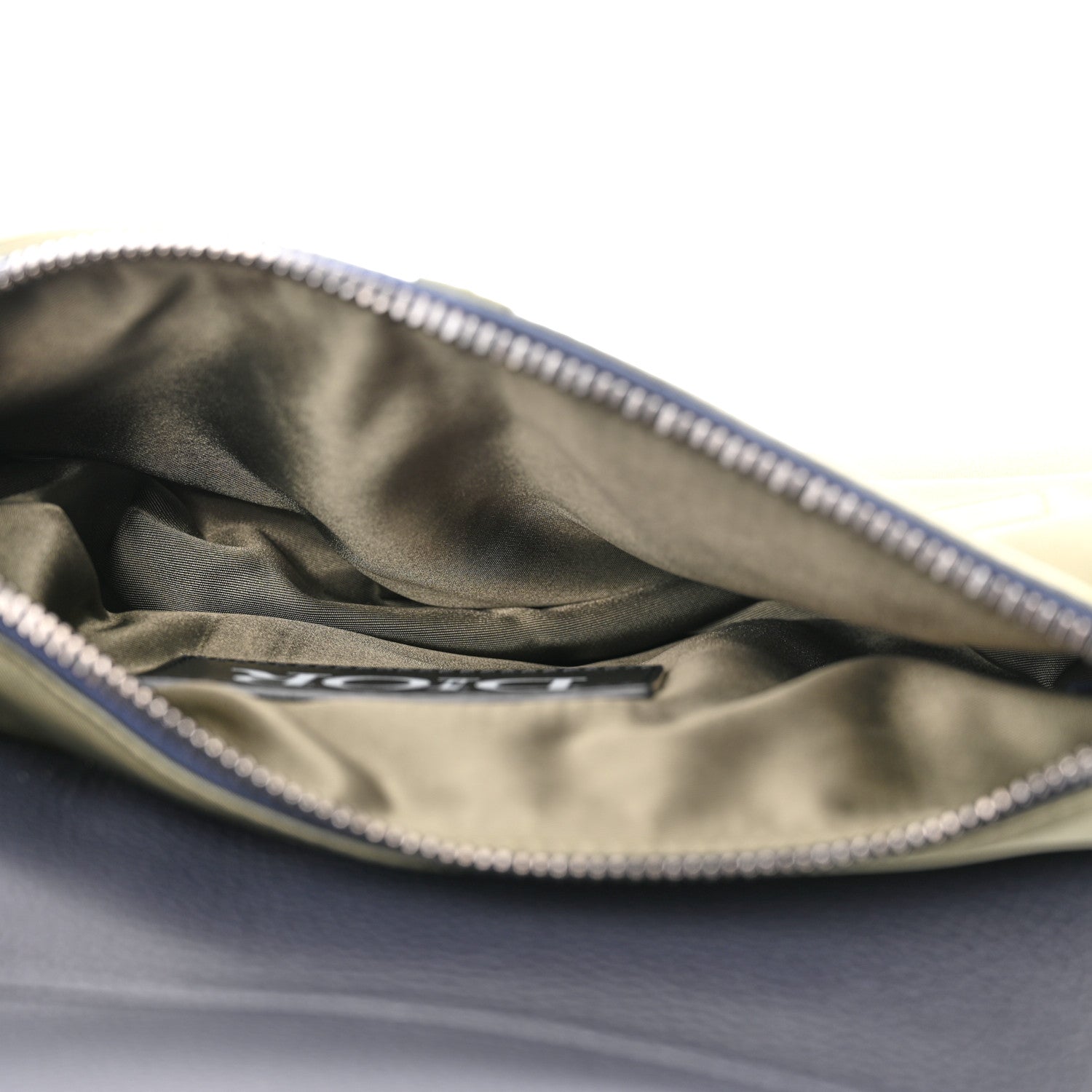 Christian Dior X SACAI Grained Calfskin Technical Fabric Mens Saddle Bag Olive Navy Blue 6 of 10