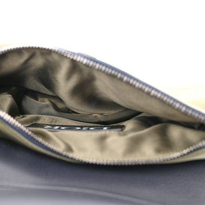 Christian Dior X SACAI Grained Calfskin Technical Fabric Mens Saddle Bag Olive Navy Blue 6 of 10