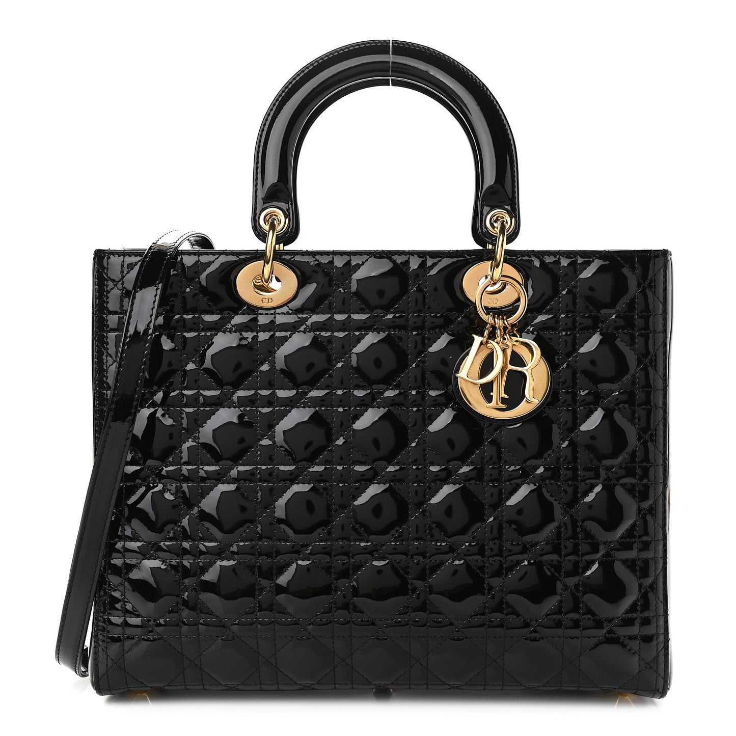 Patent Cannage Large Lady Dior Black
