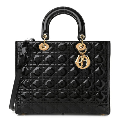 Christian Dior Patent Cannage Large Lady Dior Black 1 of 9