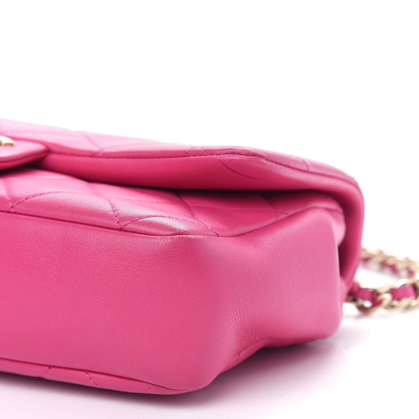 Lambskin Quilted Resin Bi-Color Chain Flap Bag Pink