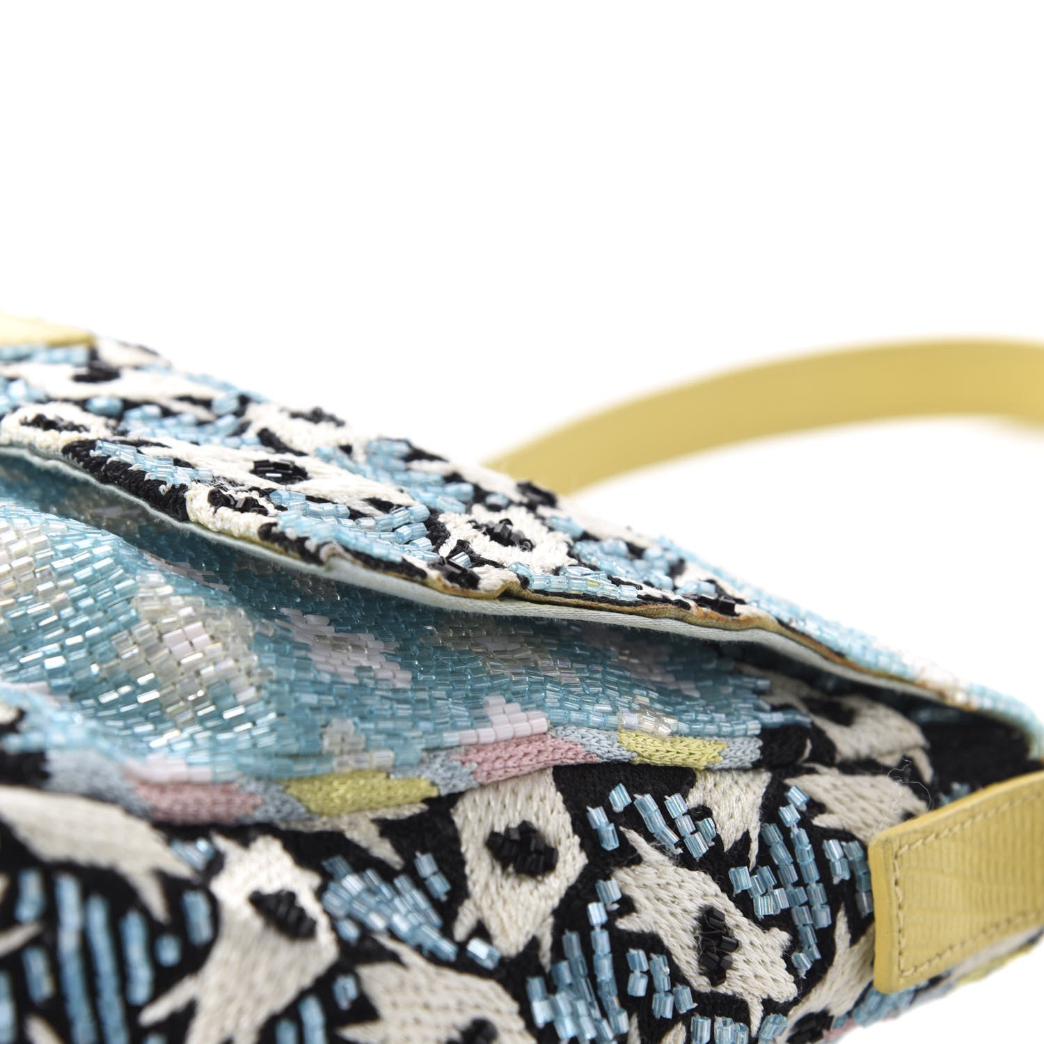 Fendi Beaded Lizard Mama Baguette Blue Yellow 9 of 14