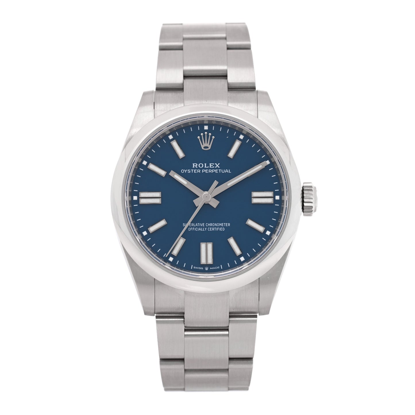 Stainless Steel 41mm Oyster Perpetual Watch Bright Blue 134300