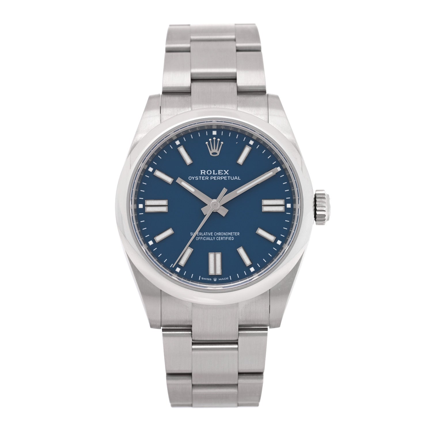 Rolex Stainless Steel 41mm Oyster Perpetual Watch Bright Blue 134300 1 of 5