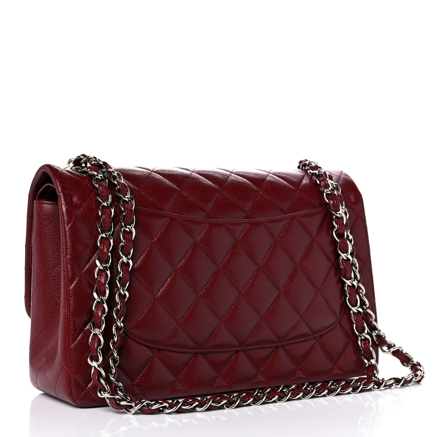 Caviar Quilted Jumbo Double Flap Dark Red