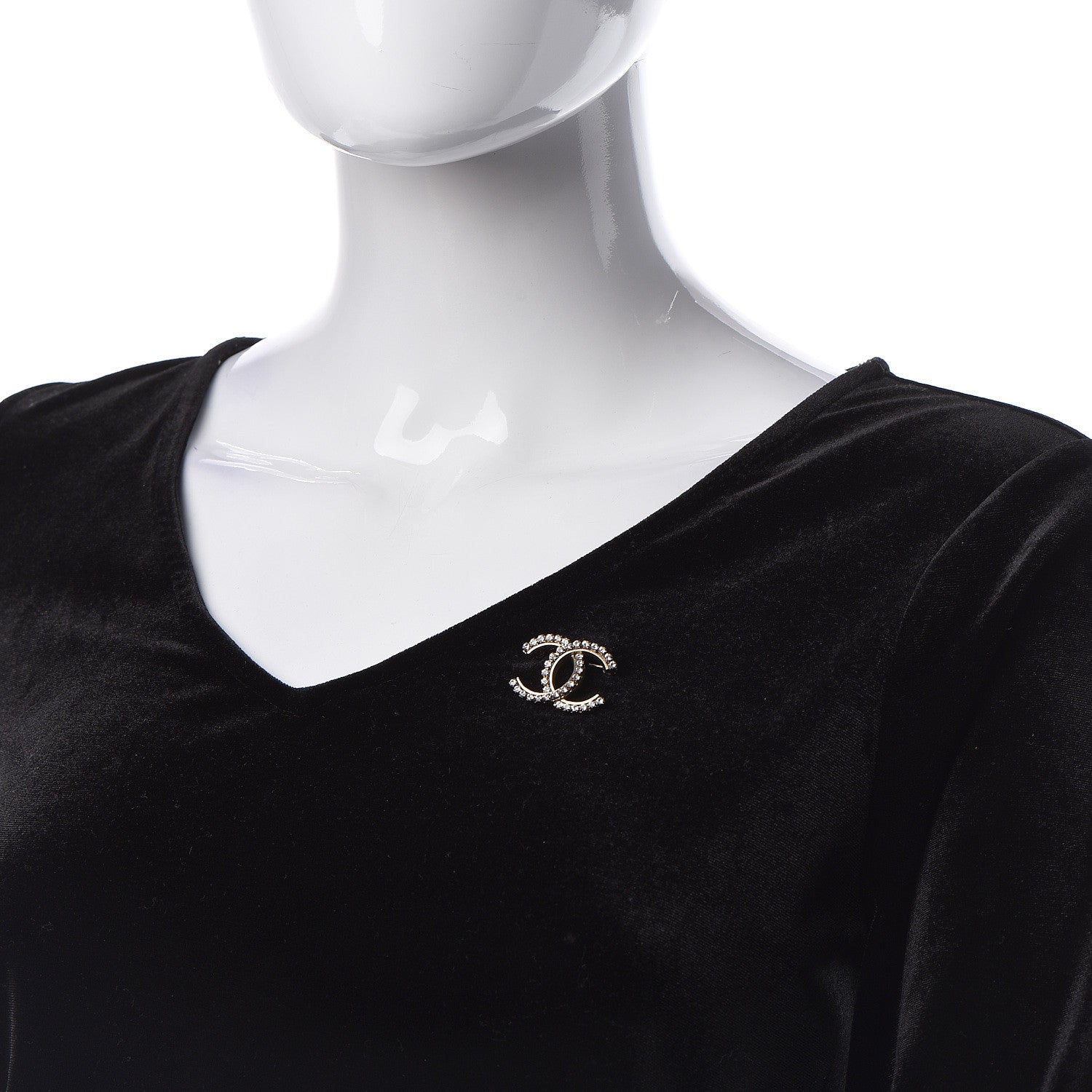 Chanel Crystal CC Brooch Gold 2 of 4