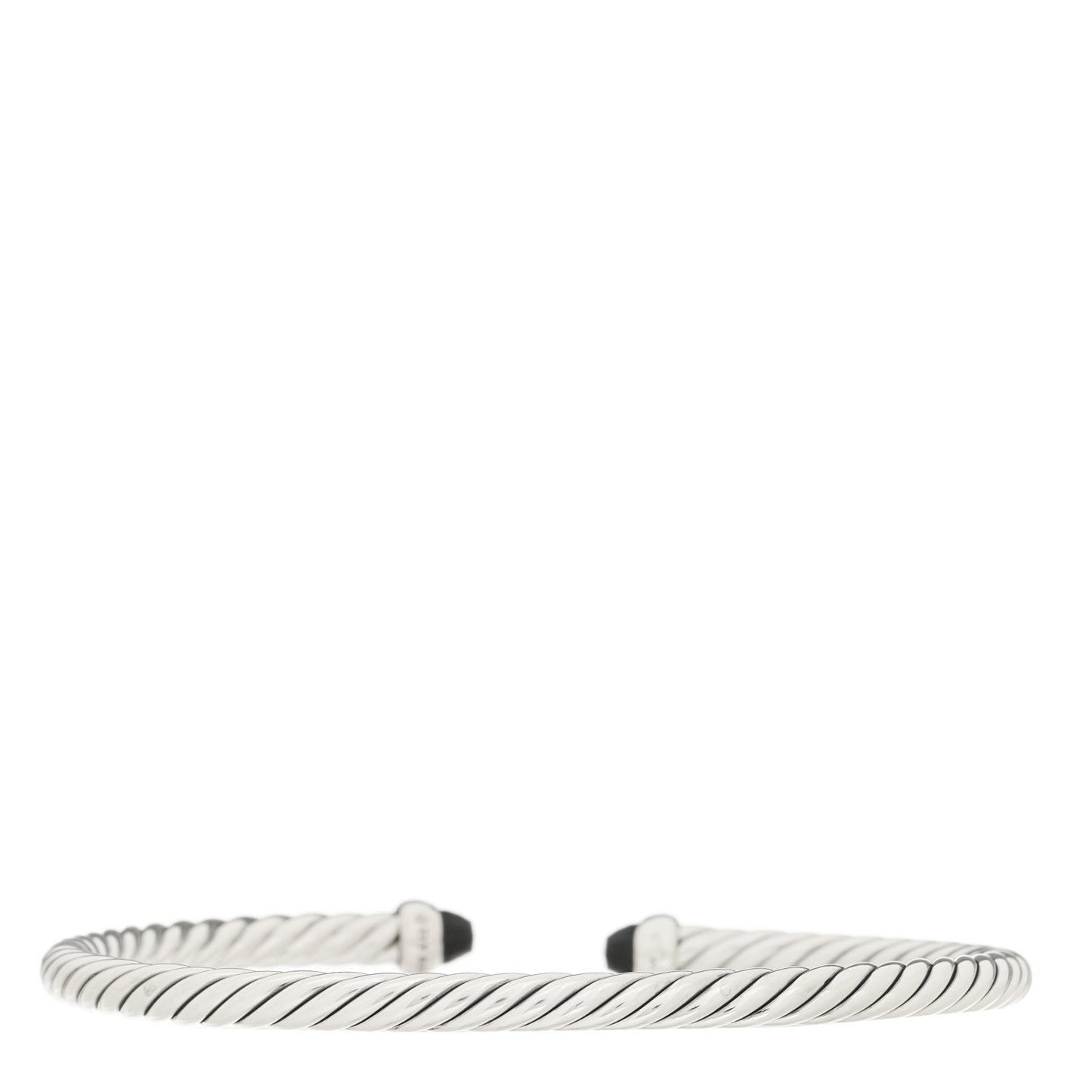Sterling Silver Diamond Black Onyx 4mm Cable Flex Bracelet