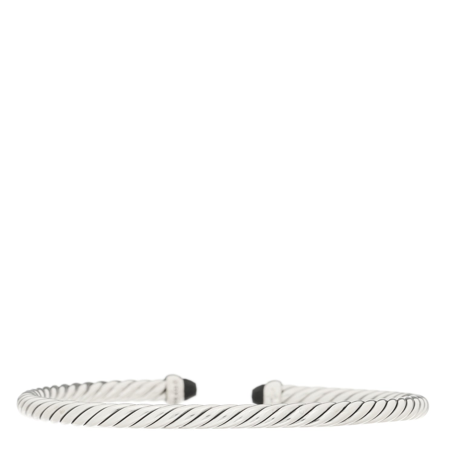 David Yurman Sterling Silver Diamond Black Onyx 4mm Cable Flex Bracelet 2 of 3