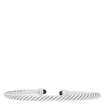 David Yurman Sterling Silver Diamond Black Onyx 4mm Cable Flex Bracelet 2 of 3