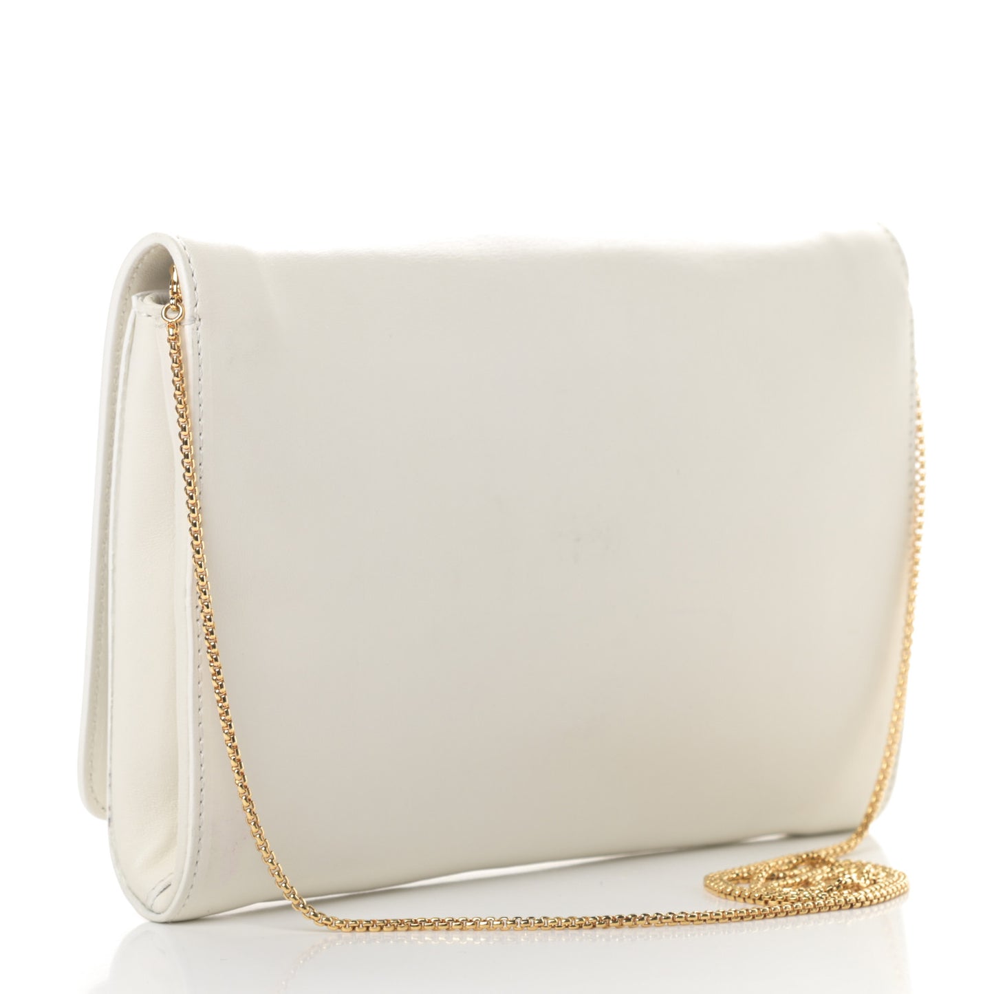 Calfskin Palazzo Chain Evening Bag White