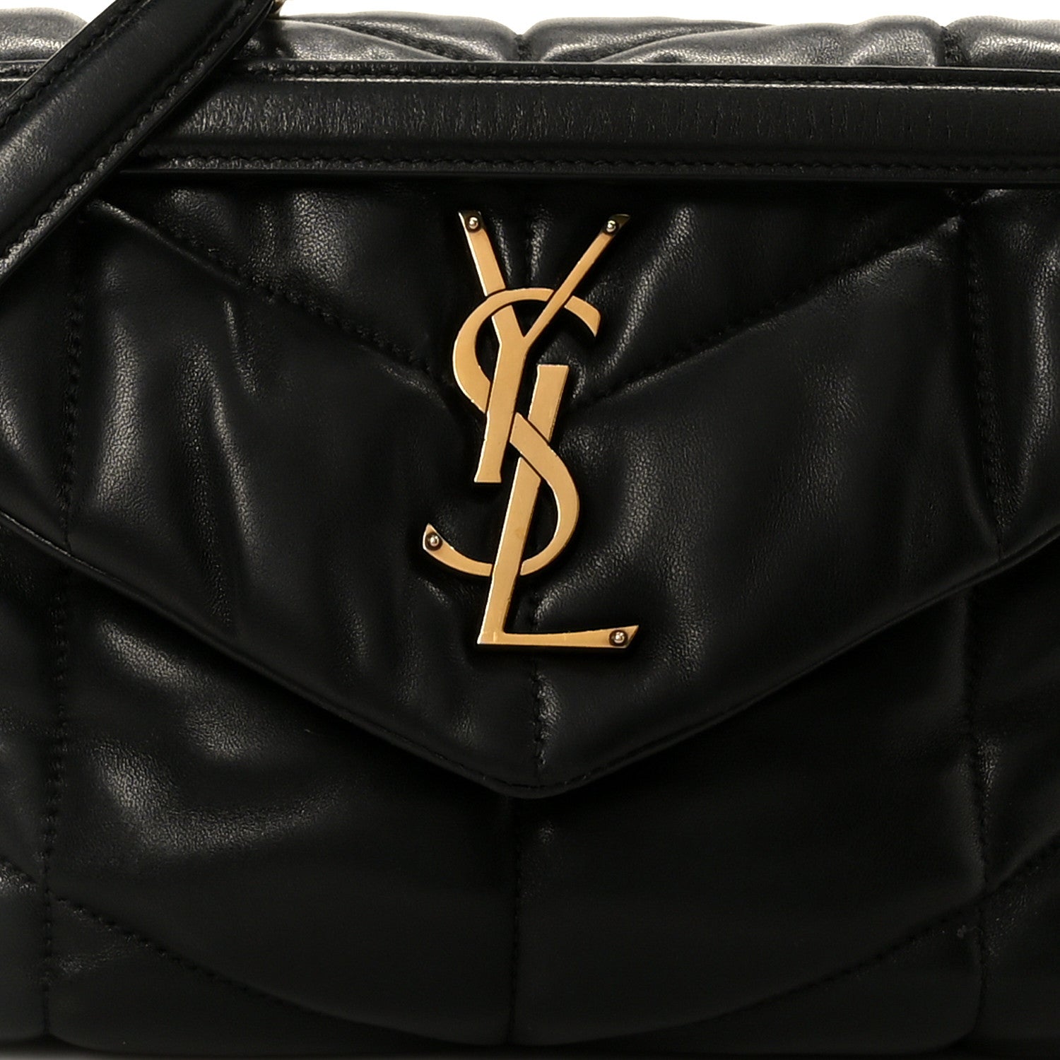 Saint Laurent Lambskin Quilted Small Loulou Puffer Monogram Chain Satchel Black 9 of 11