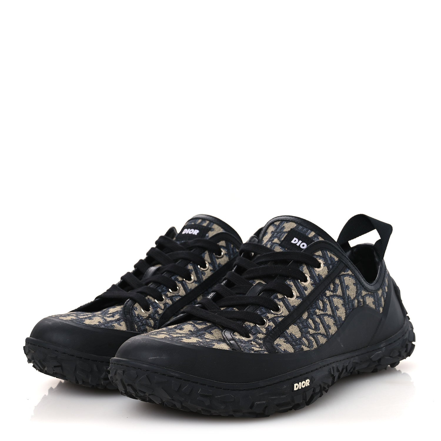 Christian Dior Oblique Jacquard Mens B28 Low Top Sneakers 45 Beige Blue 4 of 10