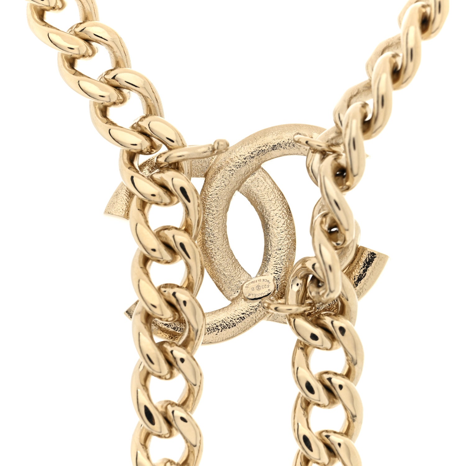 Chanel Crystal CC Heart Drop Necklace Gold 4 of 4