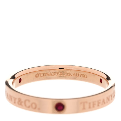 Tiffany 18K Rose Gold Ruby Logo Band Ring 57 8 4 of 5
