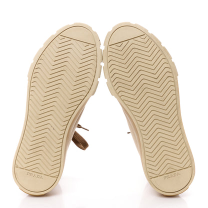 Prada Gabardine Triangle Logo Bi-Color Wheel High Top 35mm Sneakers 38.5 Corda Kaki 5 of 10