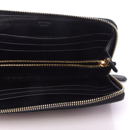 Prada Goatskin Woven Zip Around Wallet Rubino Black 5 of 7