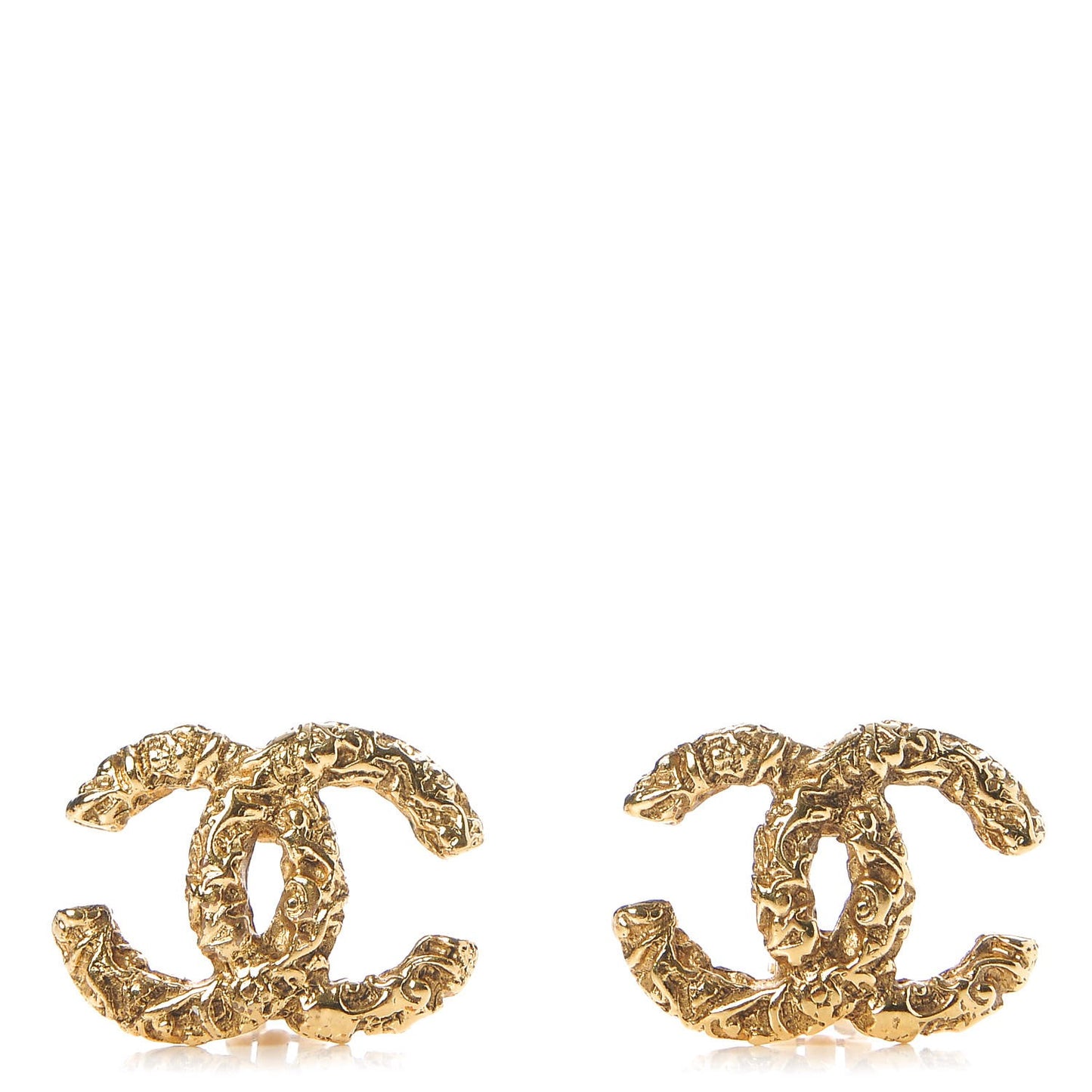 Textured CC Clip On Earrings Gold