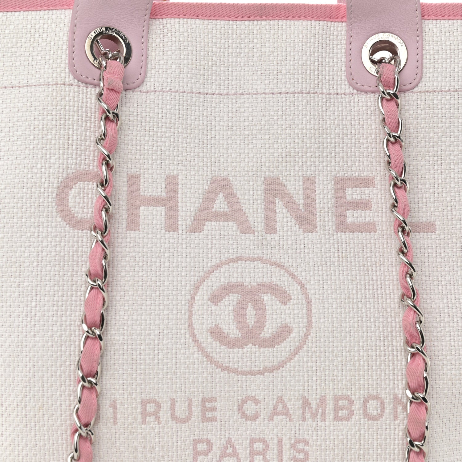 Chanel Woven Straw Raffia Medium Deauville Tote Pink 8 of 10