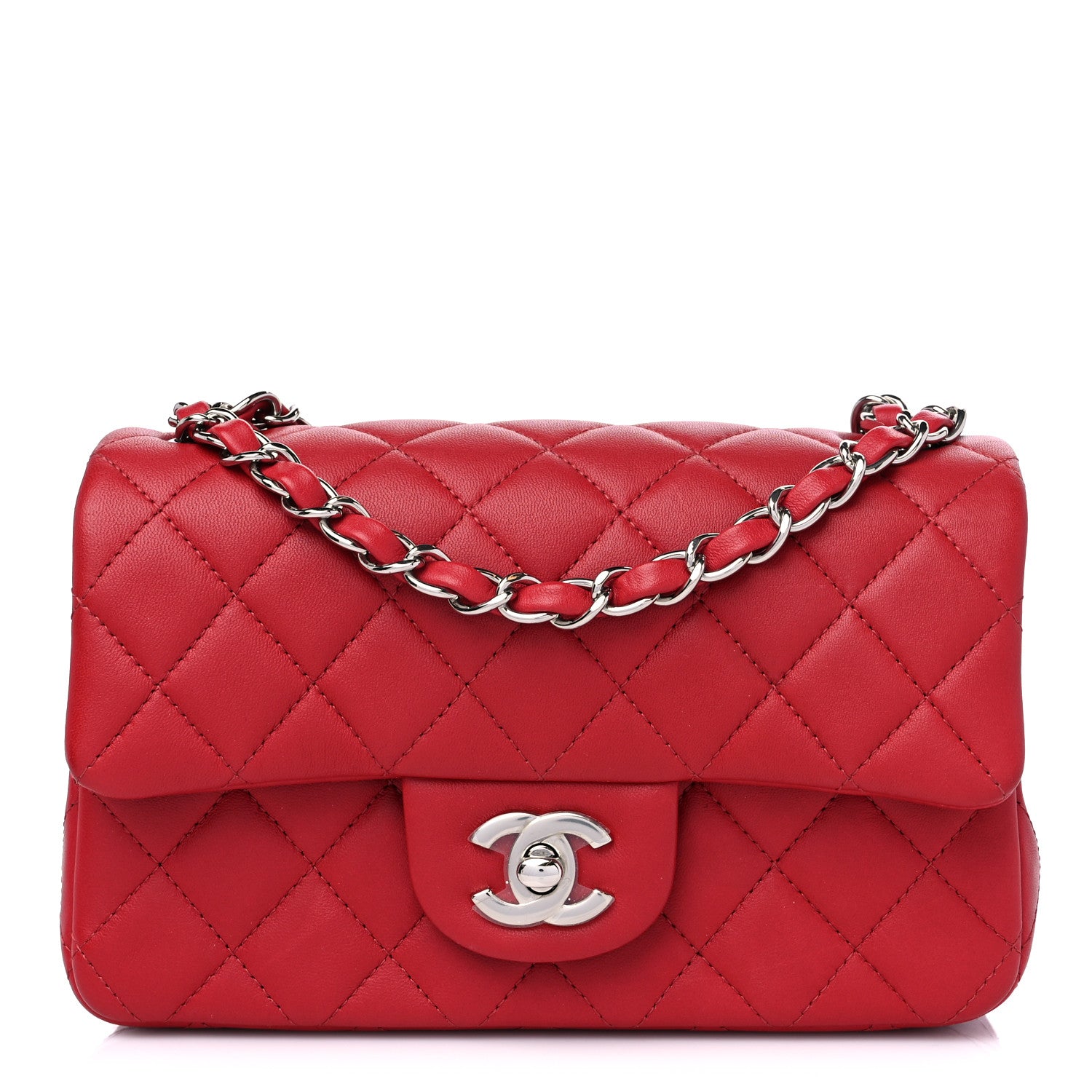 Chanel Lambskin Quilted Mini Rectangular Flap Red 1 of 9