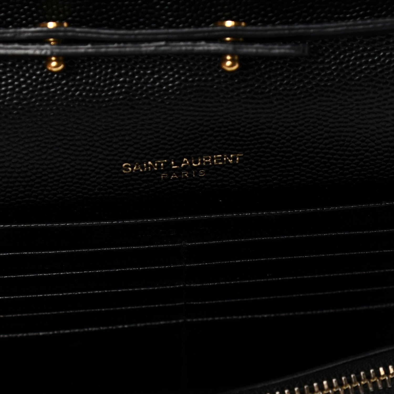 Saint Laurent Grain De Poudre Matelasse Chevron Monogram Chain Wallet Black 8 of 11