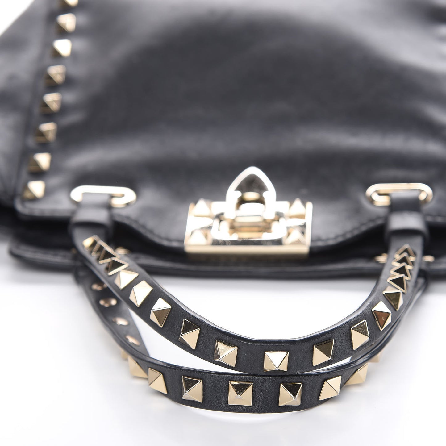 Vitello Mini Rockstud Tote Black