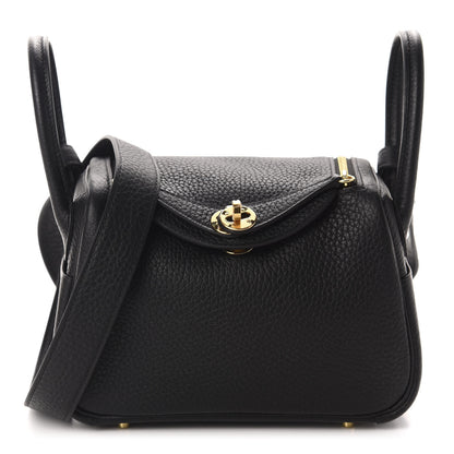 Hermes Taurillon Clemence Mini Lindy 20 Black 1 of 11
