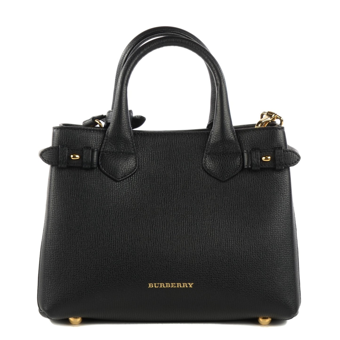Grainy Calfskin House Check Small Banner Tote Black