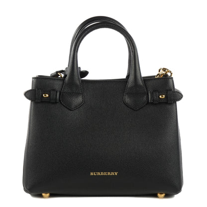 Burberry Grainy Calfskin House Check Small Banner Tote Black 1 of 7