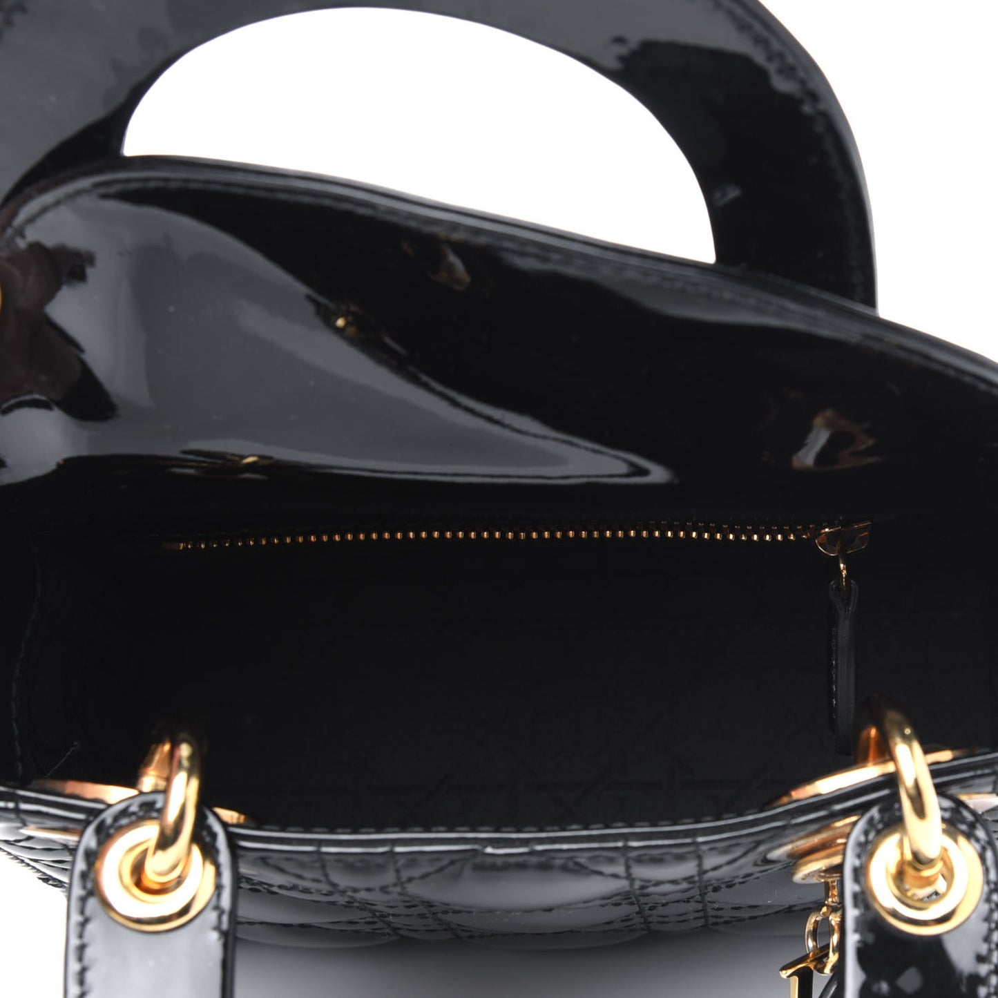 Patent Cannage Mini Lady Dior Black