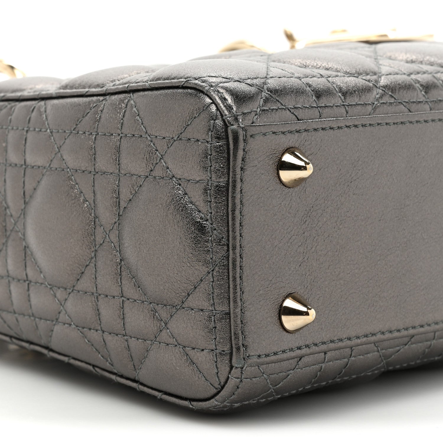 Christian Dior Lambskin Cannage Small My ABCDior Lady Dior Metallic Grey 9 of 14