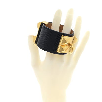 Hermes Lizard Collier De Chien CDC Bracelet T2 Black 2 of 5