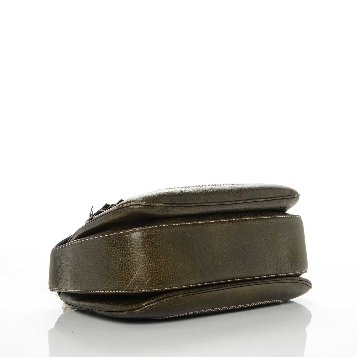 Gucci Calfskin Large New Bamboo Top Handle Bag Olive Green 4 of 9