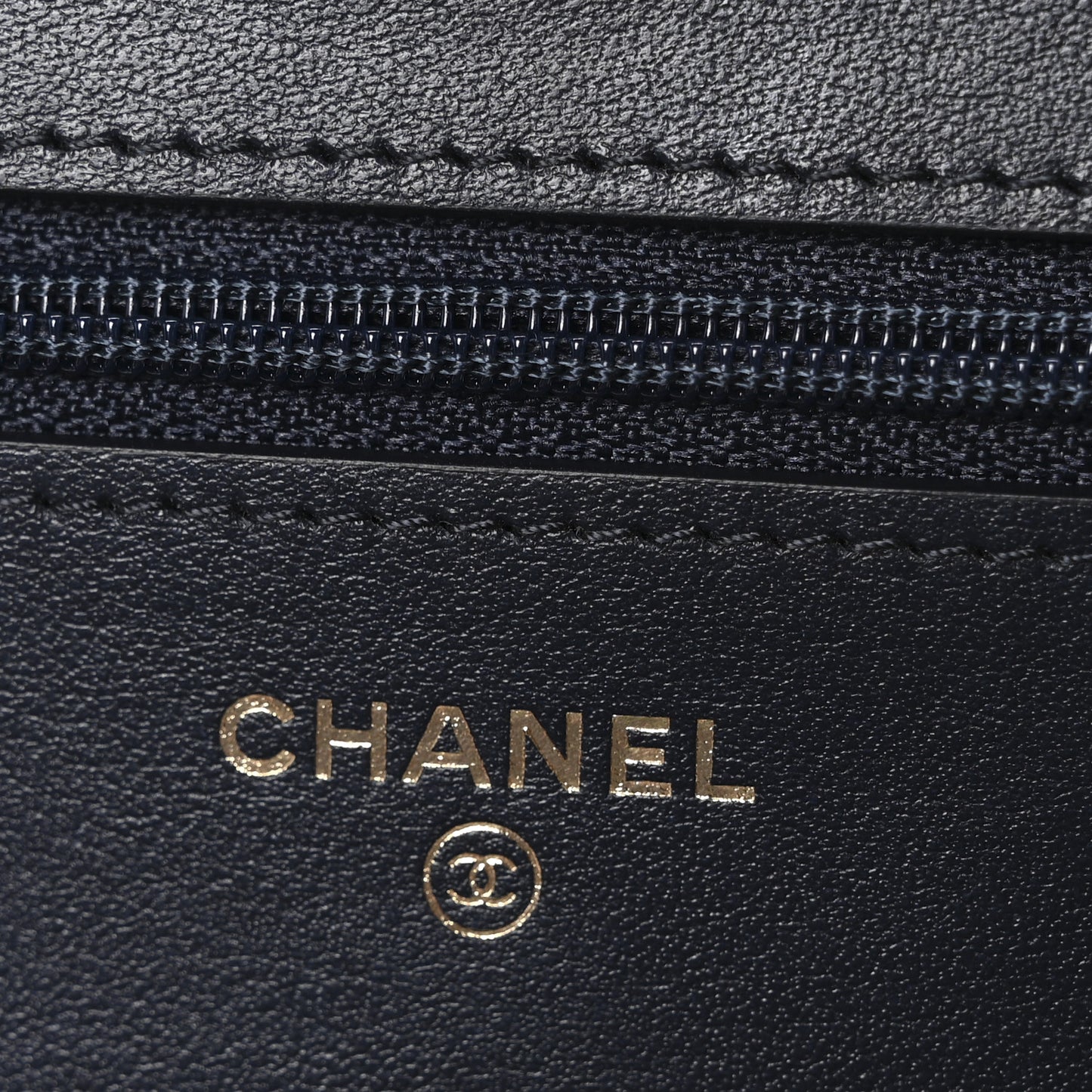 Caviar Quilted Boy Wallet On Chain WOC Navy