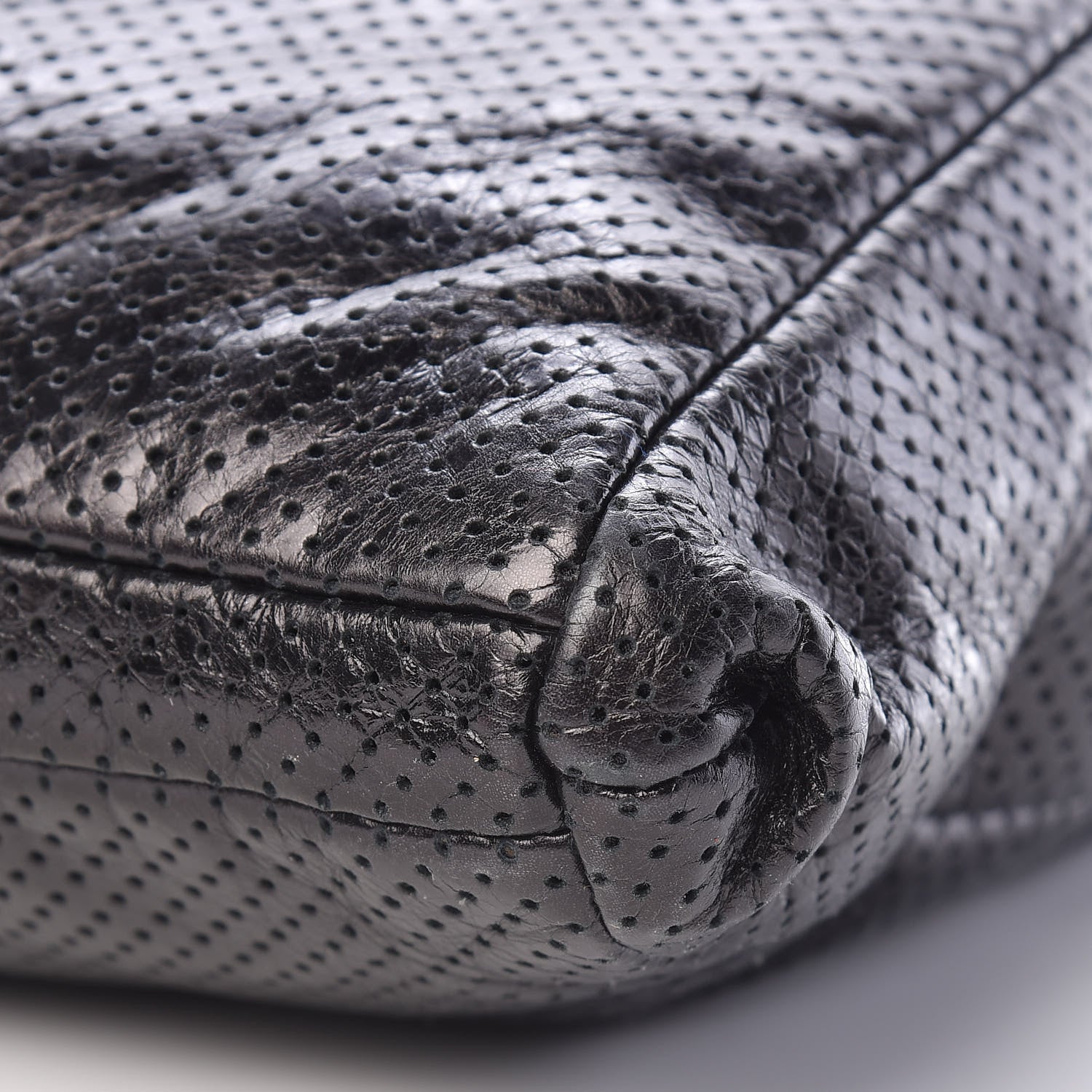 Chanel Metallic Crackled Calfskin Perforated Drill Shoulder Bag Black 12 of 13