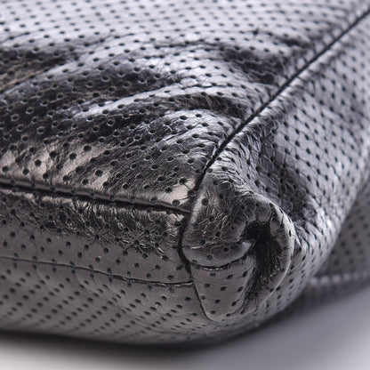 Chanel Metallic Crackled Calfskin Perforated Drill Shoulder Bag Black 12 of 13