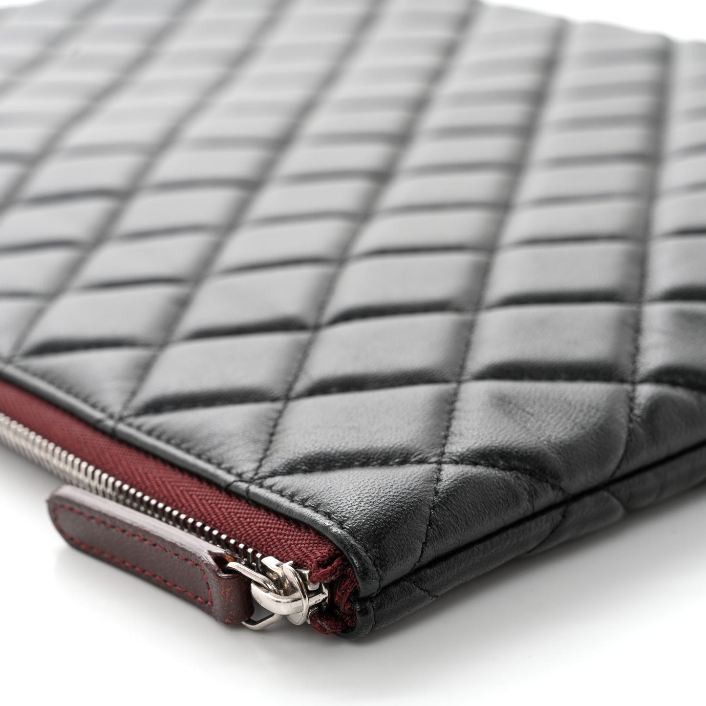 Lambskin Quilted Large Cosmetic Case Black