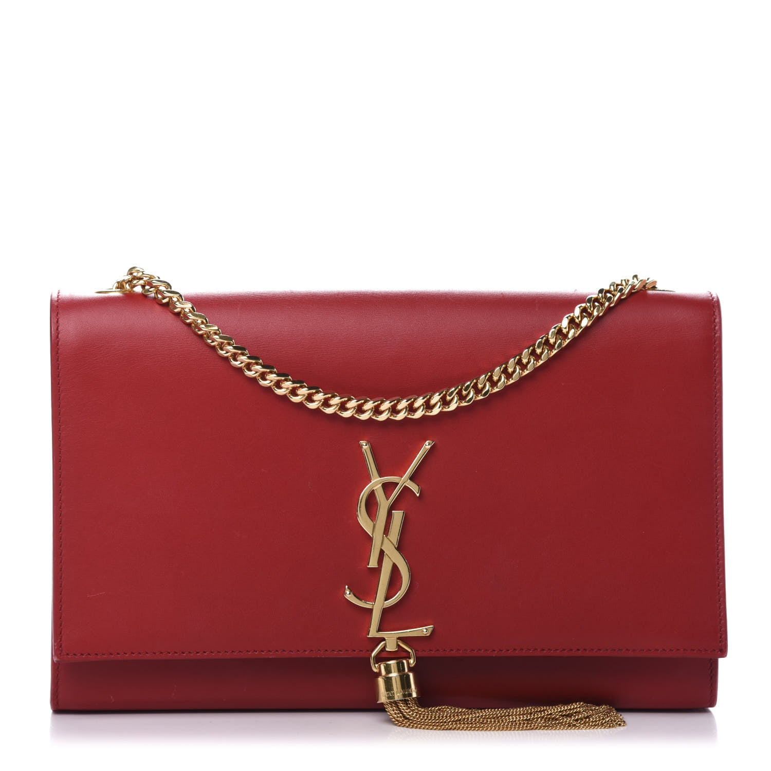 Saint Laurent Smooth Calfskin Medium Classic Monogram Kate Tassel Satchel Lipstick Red 1 of 11