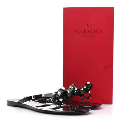 Valentino Garavani PVC Jelly Rockstud Bow Thong Sandals 41 Black 8 of 8