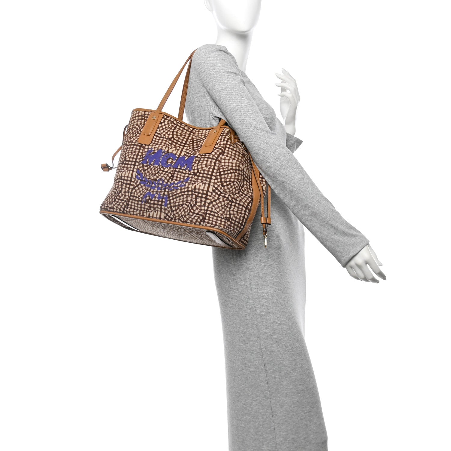 MCM Visetos Medium Liz Reversible Shopper Tote Cognac 2 of 16
