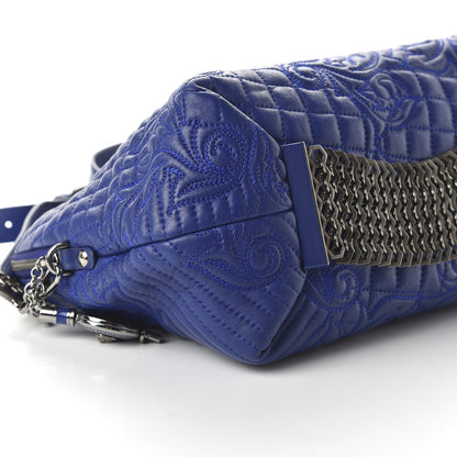 Versace Nappa Barocco Quilted Shoulder Bag Blue 6 of 9
