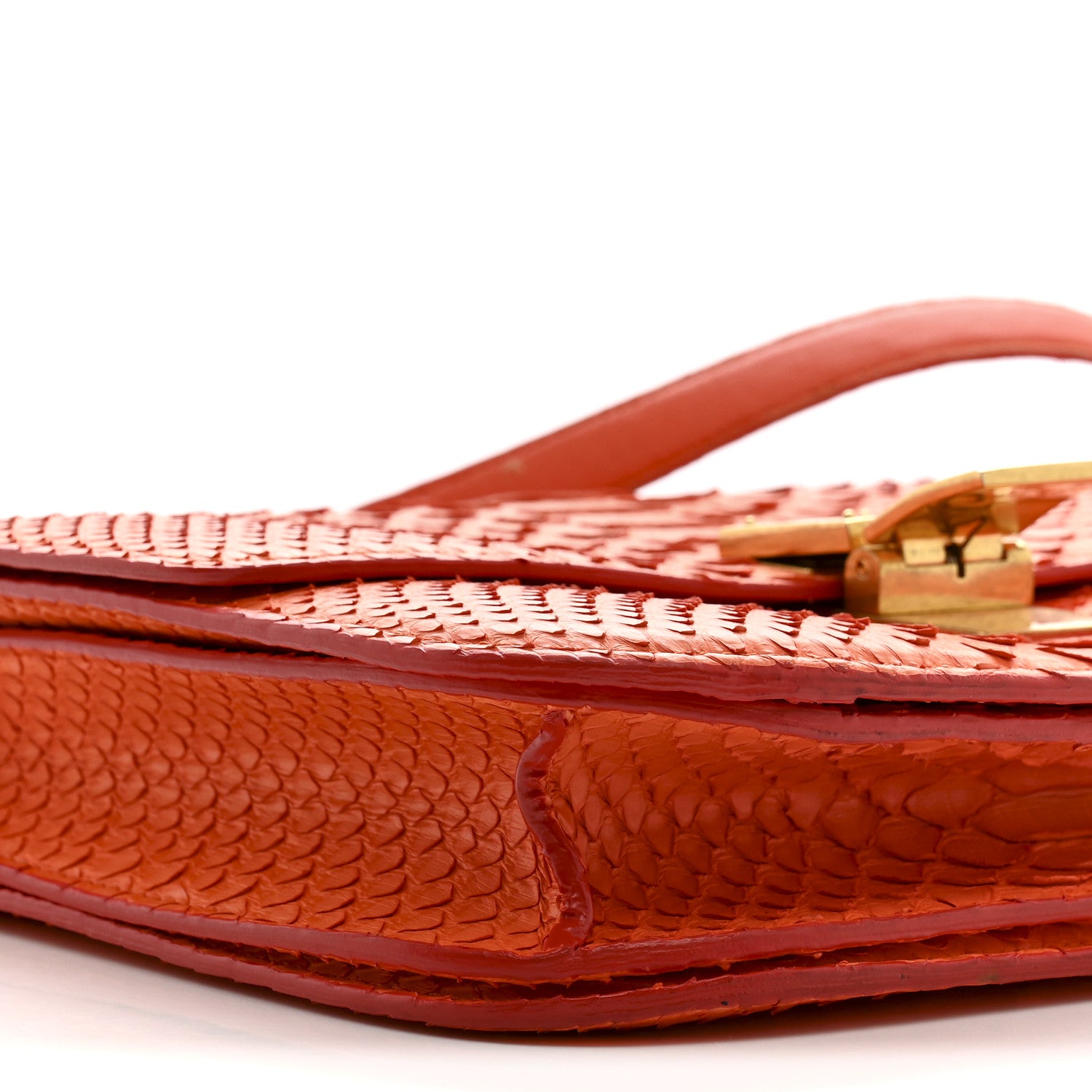 Celine Snakeskin Classic Box Flap Orange 9 of 24