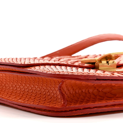 Celine Snakeskin Classic Box Flap Orange 9 of 24