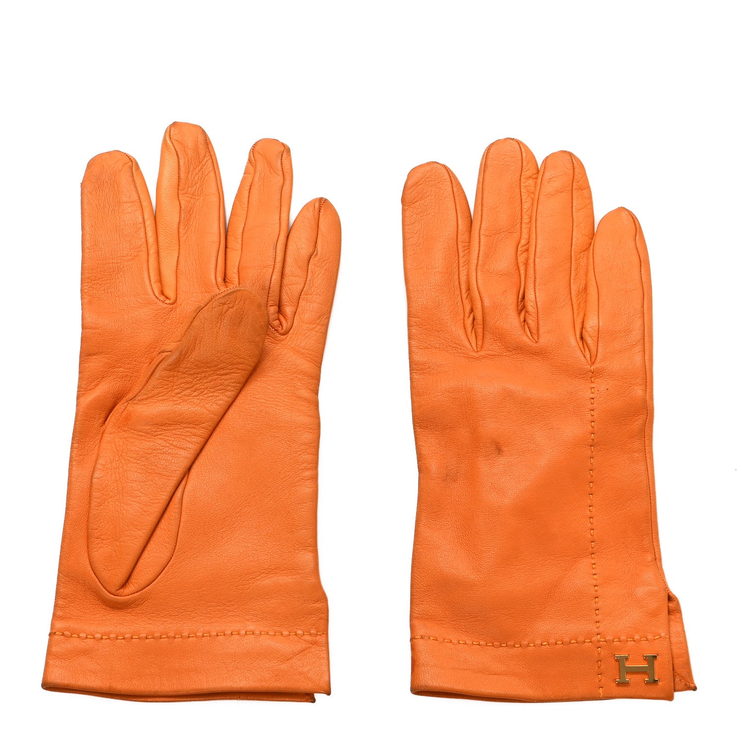 Hermes Lambskin Gloves 8 Orange 2 of 10